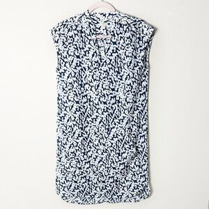 J. Crew leopard animal print blue white dress tunic size XXS